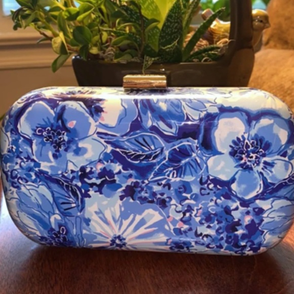 ORIGINAL Lilly Pulitzer,Blue Catch-N-Keep Jubilee Hard Shell Crossbody Clutch - Picture 5 of 7